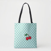 Kersen Gingham Retro Strand Reistas Tas Cadeau (Voorkant)