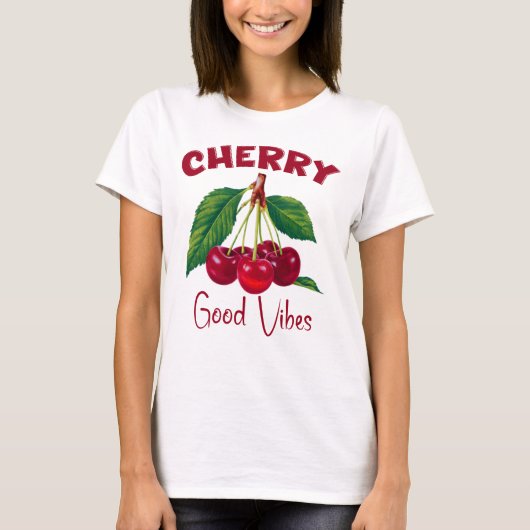 kersen goede vibes, zoete kersen fruit t-shirt (Voorkant)