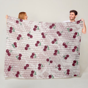 Kersen Haakdeken Illustratie – Pastel Roze Fleece Deken