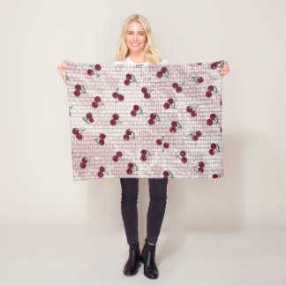 Kersen Haakdeken Illustratie – Pastel Roze Fleece Deken