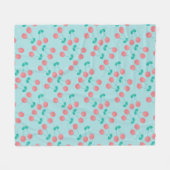Kersen handgeschilderd aquarel roze turquoise fleece deken (Voorkant (Horizontaal))