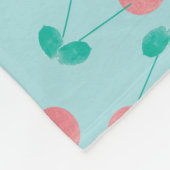Kersen handgeschilderd aquarel roze turquoise fleece deken (Hoek)