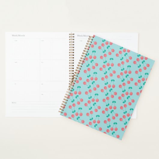 Kersen handgeschilderd aquarel roze turquoise planner (Display)