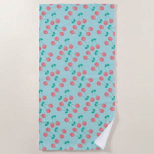 Kersen Handgeschilderd Aquarel Roze Turquoise Strandlaken