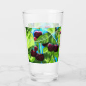 Kersen hangend aan takken Cherry Red Green Glas (Achterkant)