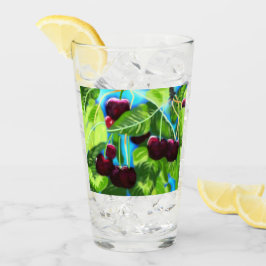 Kersen hangend aan takken Cherry Red Green Glas