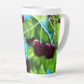 Kersen hangend aan takken Cherry Red Green Latte Mok (Rechterhoek)