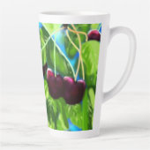 Kersen hangend aan takken Cherry Red Green Latte Mok (Rechts)