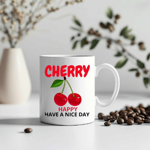 KERSEN hebben een goede dag Tweekleurige Koffiemok