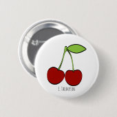 Kersen Illustratie Knop Ronde Button 5,7 Cm (Voorkant /achterkant)