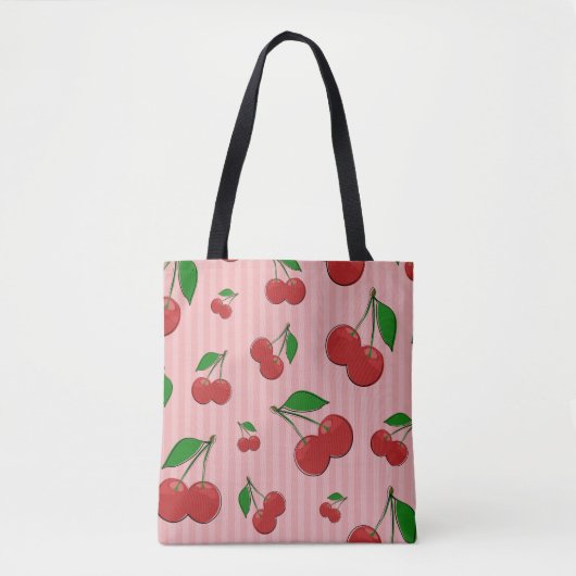 Kersen Illustratie Tote Bag (Voorkant)