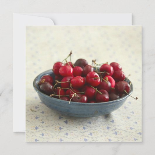 Kersen in een blauwe kom kaart (Voorkant)