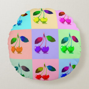 Kersen in Pop Art Style Rond Kussen