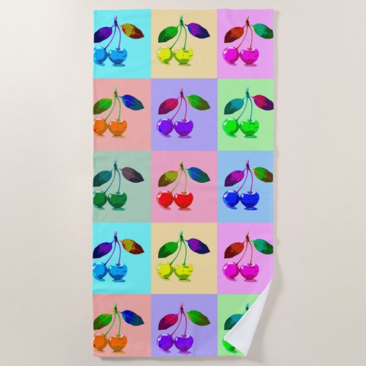 Kersen in Pop Art Style Strandlaken (Voorkant)