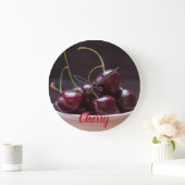 Kersen in roze kom voor fruitliefhebber grote klok (Huis)