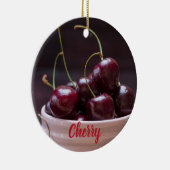 Kersen in roze kom voor fruitliefhebber keramisch ornament (Rechts)