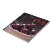 Kersen in roze kom voor fruitliefhebber tegeltje (Zijkant)