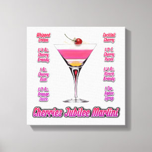 Kersen Jubilee Martini Cocktail Recept 12"x12" Canvas Afdruk