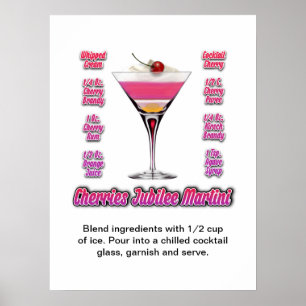 Kersen Jubilee Martini Cocktail Recept 18"x24" Poster