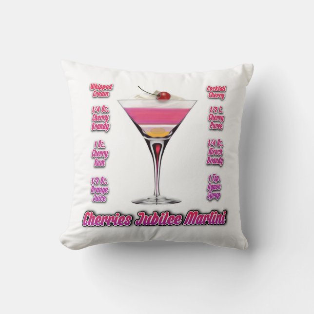 Kersen Jubilee Martini Cocktail Recept Kunst Kussen (Voorkant)
