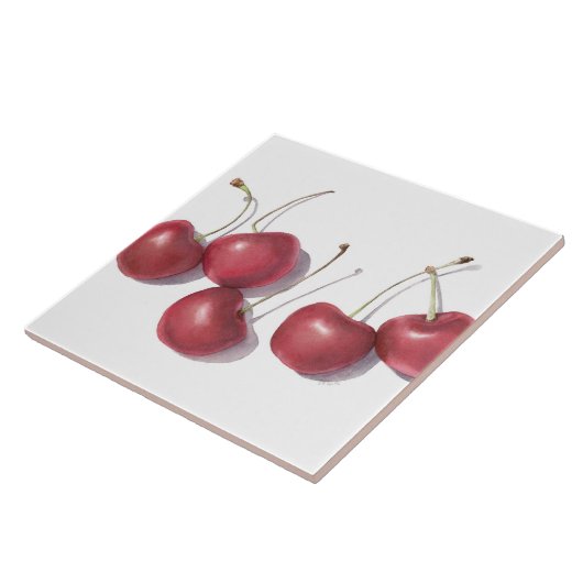 Kersen keramische tegel tegeltje (Zijkant)