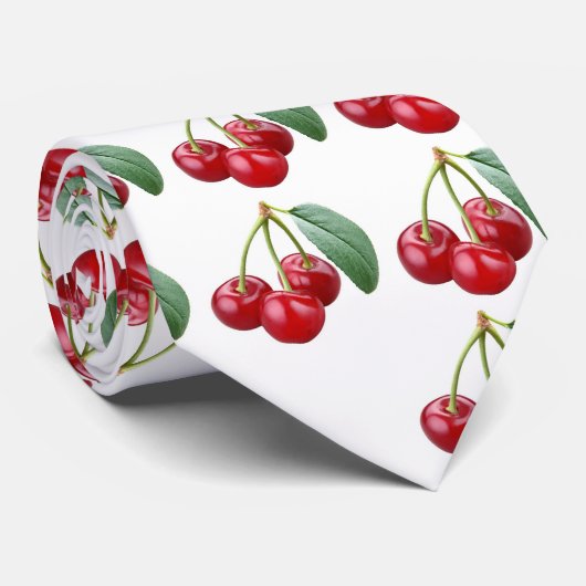 Kersen, kersen en meer kersen. stropdas (Opgerold)