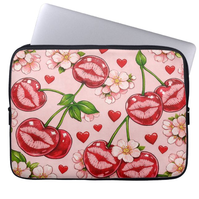 Kersen Kus Laptophoes Laptop Sleeve (Voorkant)