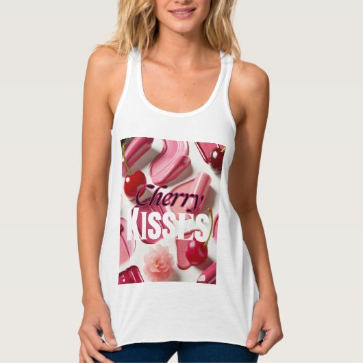 Kersen Kussen Aangename Grafik Tanktop (Voorkant)