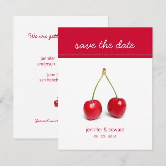 Kersen Liefde - Bewaar de datum aankondiging (Voorkant / Achterkant)