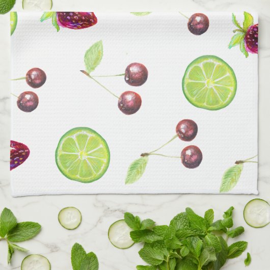 Kersen Limes Aardbeien Theedoek (Gevouwen)