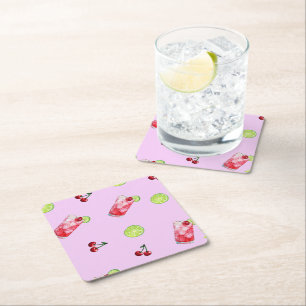 Kersen Limes Cocktails Kartonnen Onderzetters
