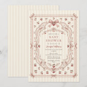 Kersen linten baby shower uitnodiging (Voorkant / Achterkant)
