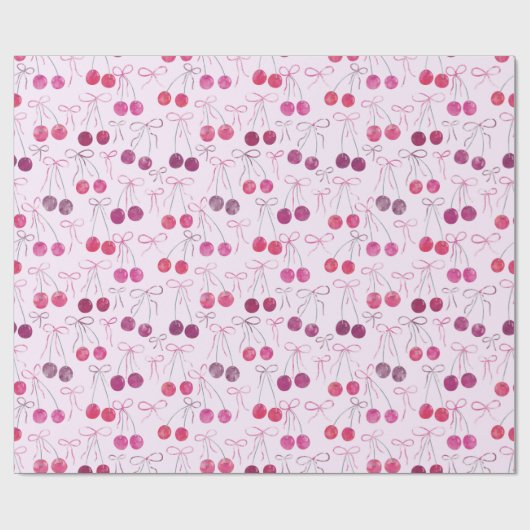 Kersen linten en bogen Waterverf Patroon Cadeaupapier (Vlak)