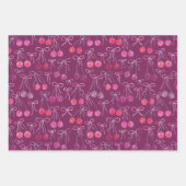 Kersen linten en bogen Waterverf Patroon Inpakpapier Vel (Voorkant 3)