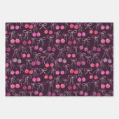 Kersen linten en bogen Waterverf Patroon Inpakpapier Vel (Voorkant)