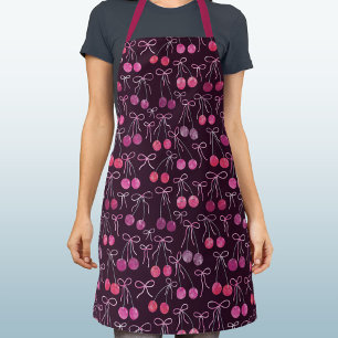 Kersen linten en bogen Waterverf Pattern Dark Schort