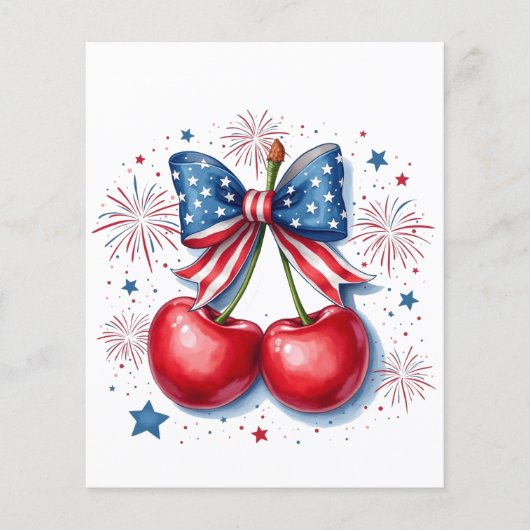 Kersen met Coquette Bow 4 juli Amerikaans Flyer (Voorkant)