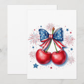 Kersen met Coquette Bow 4 juli Amerikaans Save The Date (Voorkant / Achterkant)