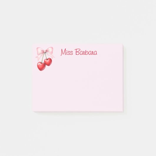 Kersen met Coquette Bow Custom Post-it® Notes (Voorkant)