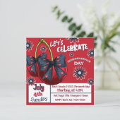 Kersen met Coquette Bows Rood Wit en Blauw Kaart (Staand voorkant)