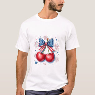 Kersen met Coquette Strik 4 juli Amerikaans T-shirt