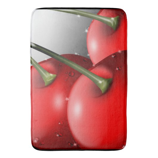 Kersen met dauwdruppels badmat (Voorkant Verticaal)