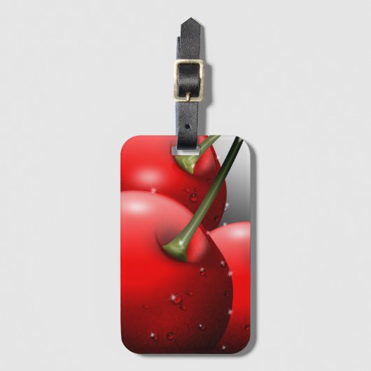 Kersen met dauwdruppels bagagelabel (Voorkant (verticaal))