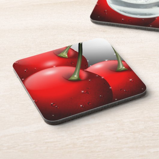 Kersen met dauwdruppels bier onderzetter (Linkerzijde)