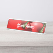 Kersen met dauwdruppels bureau naambordje (Voorkant)