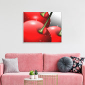 Kersen met dauwdruppels canvas afdruk (Insitu (Woonkamer))