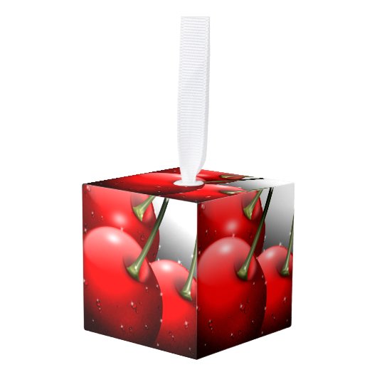 Kersen met dauwdruppels decoratie (Voorkant hoekig)