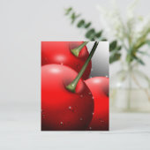 Kersen met dauwdruppels feestdagenkaart (Staand voorkant)
