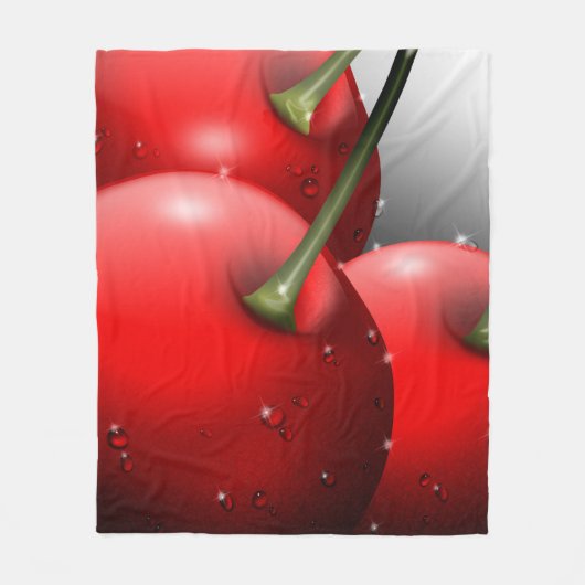 Kersen met dauwdruppels fleece deken (Voorkant)