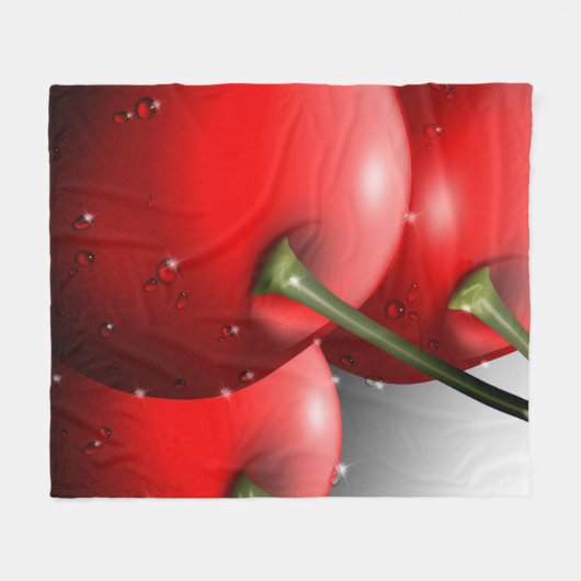 Kersen met dauwdruppels fleece deken (Voorkant (Horizontaal))